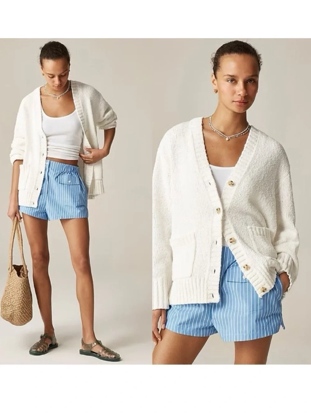 J. Crew Women’s Marina V-neck Knit Relaxed Fit Cardigan Button Front Medium